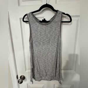 Massimo Black and White Striped Tank Top